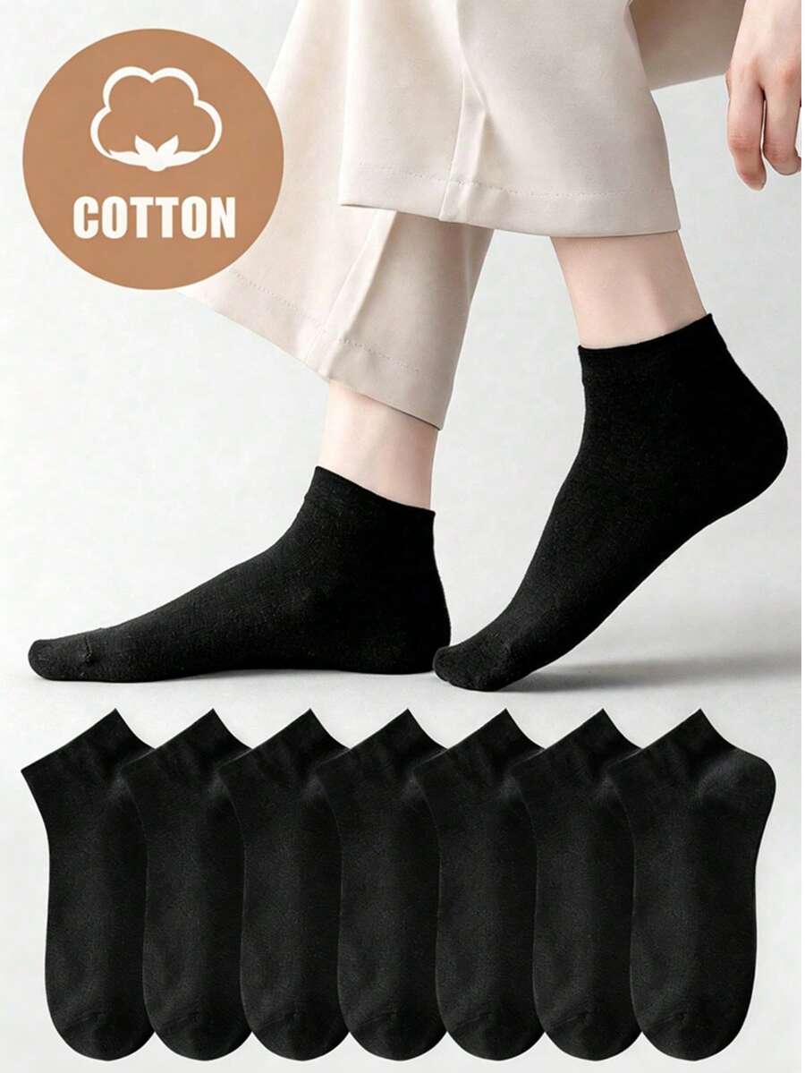5/7/10/15/20/30 Pares de Meias Curtas Unissex de Cor Sólida Minimalistas Versáteis Plus Size para Primavera/Outono, Meias Curtas de Cor Sólida, Meias Curtas Masculinas, Meias de Barco Femininas, Meias Pretas, Meias de Barco Masculinas, Meias Adultas, Meias de Barco Femininas, Meias de Barco Descartáveis Finas Respiráveis e Absorventes de Umidade, Adequadas para Uso Doméstico e Viagem, Meias de Outono, Temporada de Volta às Aulas, Meias de Estilo Universitário - Preto - Visão 1