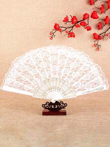 1件/2件新娘婚禮裝飾道具套裝，蕾絲傘與蕾絲塑膠扇，歐式婚禮新娘傘，戶外婚禮裝飾傘扇套組，最佳禮物，婚禮攝影道具，白色花卉蕾絲復古陽傘，白色蕾絲陽傘新娘傘，優雅新娘傘適用於婚禮、花園派對、維多利亞時代拍照道具、服裝角色扮演 - 彩色 - 查看 15