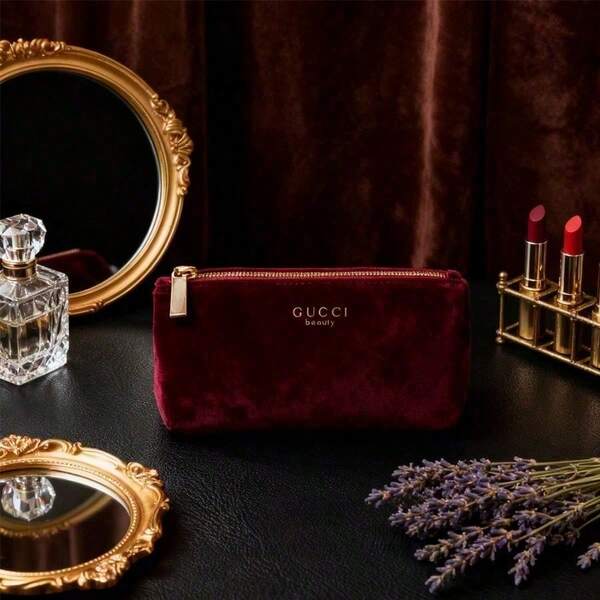 Gucci 女款手拿包 收納包 日常使用適用 高端復古風 便攜拉鍊包 黑色