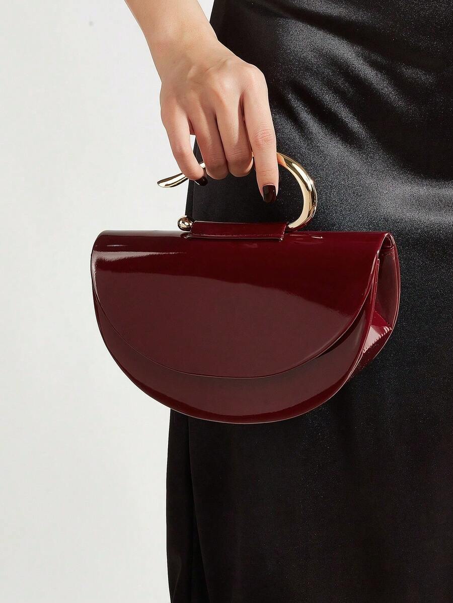 Elegant Patent Leather Women's Handbag, Minimalist Clutch Bag With Chain, Lightweight Luxury Handbag For Parties/Evenings, Perfect Birthday Gift For A Girlfriend, Suitable For Parties - 無色 - 查看 1