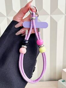 1pc Handmade Beaded Phone Lanyard, Premium Creative Wrist Strap, Unique Color Block Beaded Anti-Loss Wrist Rope, Sturdy Short Wrist Strap, Durable Nylon Braided Anti-Theft Lanyard, Suitable For Bags, Keys, Cameras, With Divider - Multicolor - View 16