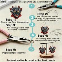 6pcs Resin Halloween Vampire Pendants, Suitable For DIY Jewelry Making, Perfect For Party Accessories, Earrings, Necklaces, Bag Charms - Black Devil Head Pendant - View 2