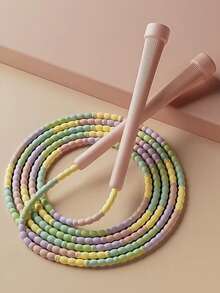 1pc Adjustable Knotted Jump Rope With Non-Slip Thumb Grip And Color-Coded Beads, Lightweight And Portable, Suitable For Gym, Travel, Beginners, Fitness Workout And Professional Training, Multi-Color Design For Different Skill Levels - Multicolor - View 3