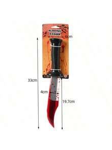 1pc Halloween Realistic Cosplay Prop Prank Gag Bleeding Knife Haunted House Decoration Fake Knife Ornament - Multicolor - View 6
