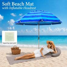Outdoor Inflatable Pad, Outdoor Mat, Sunbathing Beach Mat With Inflatable Pillow, Portable Easy-To-Store Picnic Mat, Lightweight Moisture-Proof Mat, Non-Stick Sand Design For Clean Use Experience, Also Serves As Camping Mat - Multicolor - View 8