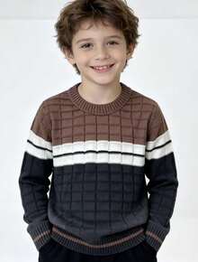 New Collection Of Children's Knitted Sweaters For Autumn And Winter. - Model 9 - Brown - View 1
