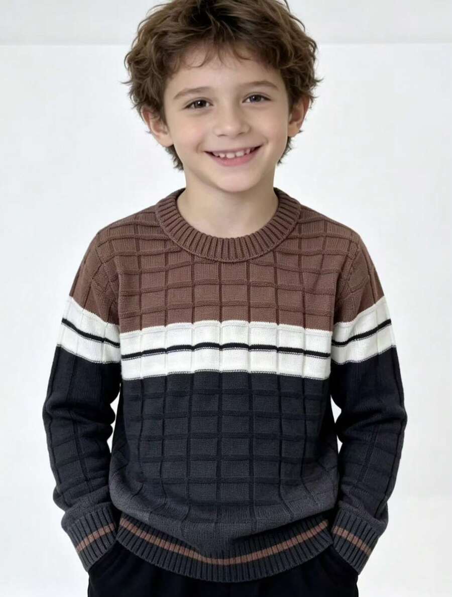 New Collection Of Children's Knitted Sweaters For Autumn And Winter. - Model 9 - Brown - View 1