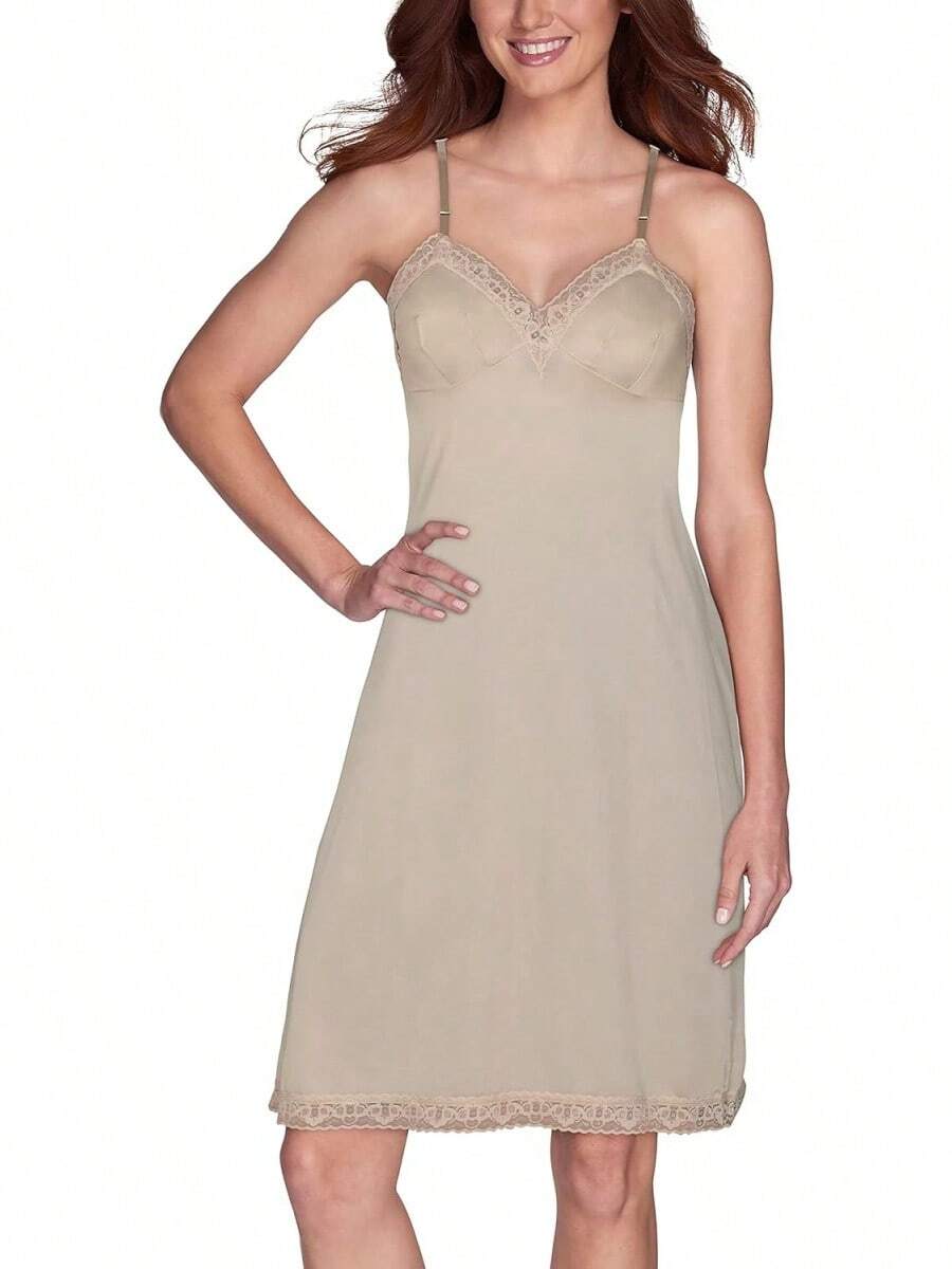 Rosette Lace Full Slip Enagua Completa para Mujer - 22 pulgadas - Encaje - Negro - Ver 1