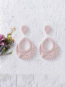 Boho Teardrop Polymer Clay Cutters, Embossed Shell Pattern For Handmade Statement Dangle Earring Craft Supplies - White - View 5