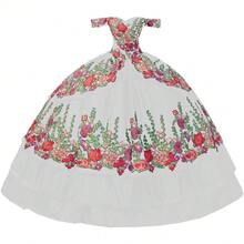 Vestidos de quinceañera con bordado floral con hombros descubiertos y temática mexicana, vestido de baile para mujer 2023 - Vino - Ver 8