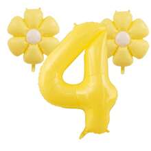 3pcs Giant 40 Inch Lemon Yellow Number 0-9 Balloon Set, Includes 18 Inch Fresh Daisy Balloons, Suitable For Birthday, New Year, Anniversary, Anniversary Party Decoration, 40 Inch Large Number Birthday Balloons - Number - View 20