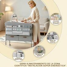 Contemporary Folding Baby Changing Table, Height Adjustable With Wheels - Grey - View 5