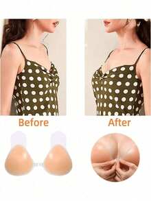 1 Pair Of Silicone Invisible Strapless Bras With Self-Adhesive Backless Push-Up Cups - Water Droplet Lifting Mask (link) - View 7
