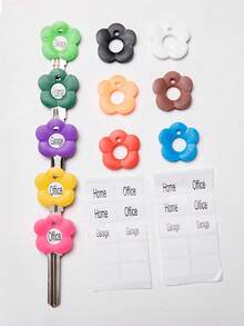 20/16/12/6/3/1pc Colorful Flower Keycaps (With Labels), Color Coded Keycap Covers, Suitable For Home/Office Keyboards; Soft Touch Keycap Covers With Identification Labels For Quick Key Identification; Fashionable And Easy To Install Key Organizer - Multicolor - View 4
