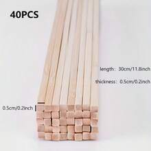 40pcs/30cm Square Bamboo Strips, Natural And Carbonized Wood Color, 30cm Long 5mm Thick Unprocessed Bamboo Wood Handmade Strips, Smooth DIY Model Making Material, Miniature Dollhouse Scene Construction, Architectural Model Building - 30cm Long - View 7