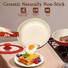 GIPP Nonstick Ceramic Cookware Set, Healthy  Kitchen Frying Pan Collection, Dishwasher , PFAS PTFE PFOA  Pots And Pans Set - 查看 5
