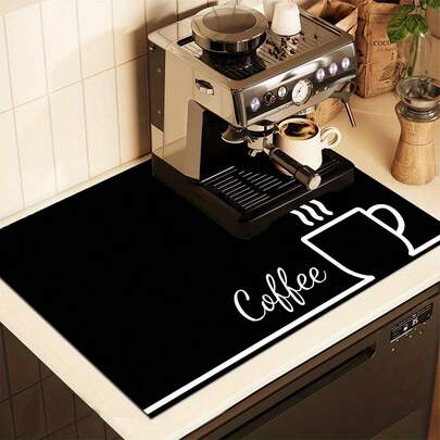 1pc Diatomaceous Earth Coffee Theme Countertop Mat, Suitable For Espresso Machine, Durable, Anti-Slip And Water-Absorbent, Ideal For Coffee Bar Use, Perfect For Coffee Lovers And Baristas, Essential For Coffee Station