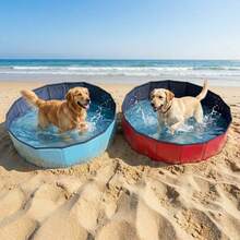 1pc Foldable Portable Pet Bathtub, Suitable For Different Sizes Of Dogs For Bathing And Water Play, Pet Water Basin, Blue And Red - Multicolor - View 2