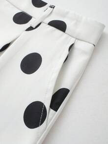 High Waist Polka Dot Print Pleated Casual Shorts Summer White - White - View 3