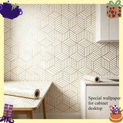 1 Gulungan Wallpaper Motif Kayu Kuning, Stiker PVC Perekat Diri, Kertas Kontak Modern Populer, Tempel dan Lepas, Dapat Dilepas, Kemasan Vinyl, Untuk Meja, Dinding, Lemari dan Dekorasi Rumah Lainnya, Ukuran Wallpaper 17,71 x 196,85 inci