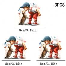 1/2/3PCS Cute Young Boy And Cat Design Pattern Heat Transfer, Vinyl Print, Heat Transfer Sticker, Iron-On Transfer Iron-On Sticker Decal - Iron-On Suitable For Throw Pillows, DIY, Backpacks, T-Shirts, Canvas Bags, Sweatshirts, Jeans, T-Shirts, Clothing, Sewing Supplies - Multicolor - View 8