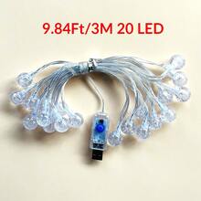 1件 8模式 USB供電塑膠水晶球串燈,暖黃色球形燈串,室內使用,婚禮派對裝飾,聖誕樹裝飾,露營帳篷燈,家居裝飾,房間裝飾 - USB-8模式 - 查看 12