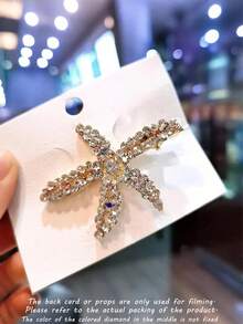 Shiny Rhinestone Starfish Hair Clip, Gold Crystal Inlaid Side Hair Clip, Suitable For Wedding Party - Multicolor - View 6