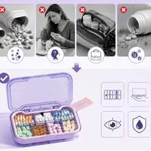 1pc Portable Travel Mini Pill Box | Small Pill Organizer, 7-Day Weekly Pill Box, 7-Compartment Design, Waterproof & Moisture-Proof Portable Pill Box, Fish Oil/Vitamin/Supplement Storage Box, Suitable For Travel, Business Trips, Pocket Carry Pill Storage - View 5