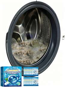 JUE FISH Washing Machine Cleaning Tablets, Deep Cleaning Formula, Suitable For Top Load And Front Load Washing Machines, Removes Odors, Limescale Stains, Limescale Buildup, Soap Scum And Lint, Leaves Fresh Fragrance, Compatible With High Efficiency Washing Machines, Convenient To Use, Essential For Laundry, Economical And Affordable, Recommended By Landlords, Fresh Lemon Scent, Monthly Maintenance, Ready To Use, Suitable For Rental Scenarios, Laundry Tips, Excellent Cleaning Effect, Fresh Lemon Scent, Randomly Shipped New And Old Models, Bathroom Freshener, Air Freshener, - Multicolor - View 1