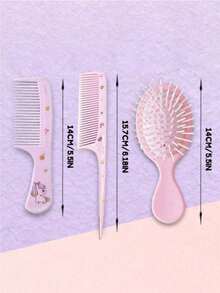 Juego de 3 piezas de cepillos de unicornio, cepillo de cojín con diseño de dibujos animados y peine de dientes finos, mango ergonómico de ABS, cerdas de plástico duradero, regalo ideal para niñas - A - Ver 8