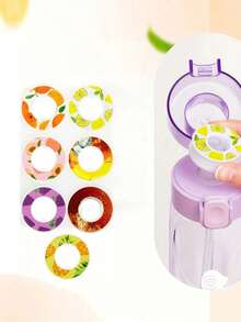 1pc Round Juice Drink Flavor Pod, 0 Sugar 0 Calorie Flavor Ring, Suitable For Plastic Sports Cups, Household Cups, Sports Cup Accessories, - Multicolor - View 2