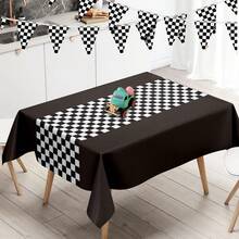 1pc Racing Theme Tablecloth, Black Racing Car Pattern Table Cover, Baby Shower Party Tablecloth, Racing Birthday Party Decoration, Gender Reveal Party Decoration Table Runner, Racing Theme Party Supplies, Racing Game Table Decoration, First Tooth Party Decoration, Welcome Newborn Party Decoration Table Runner, Racing Room Decoration, Home Decor, Outdoor Decoration Disposable Tablecloth, 1st Birthday Gift - Black Racing Car - View 4