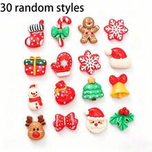 10/30/50pcs Aksesoris Resin Natal Mini Kartun Lucu Pohon Natal Santa Claus Kepingan Salju Kaos Kaki Natal Berbagai Jenis Elemen Natal untuk Dekorasi Datar Buatan Tangan - Campuran Acak - MultiWarna - View 11