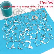 13PCS/Set, 37PCS/Set Random Mixed Color & Style Animal/Abstract Metal Hollow Frame, Gold/Silver Plated Mixed Color DIY Crystal Resin Bezel Pendant, UV Resin Mold, Handmade Beaded Earring Necklace Charm Accessory - A4205 - View 14