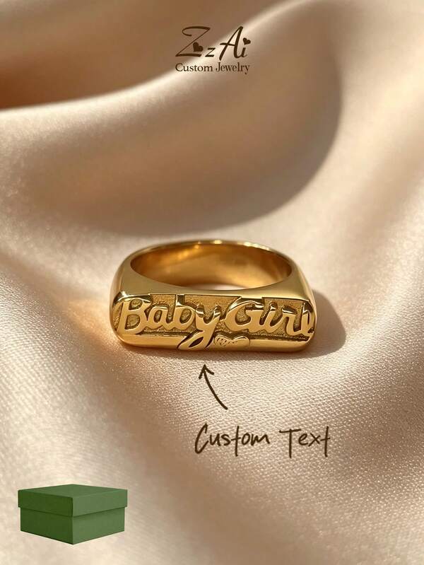 [ZzAi Custom]1pc Handmade Carved Personalized Name Ring, A Ring That Gives Life To Your Fingers