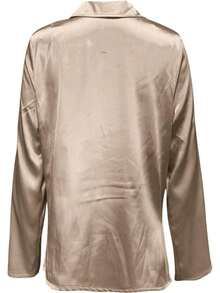 sa de satén con cuello dudete para mujer Genérico – Elegantes blusas de seda de manga larga, camisas de trabajo casuales y elegantes para oficina, invitadas de boda y atuendos escolares 2025 - Amarillo - Ver 6