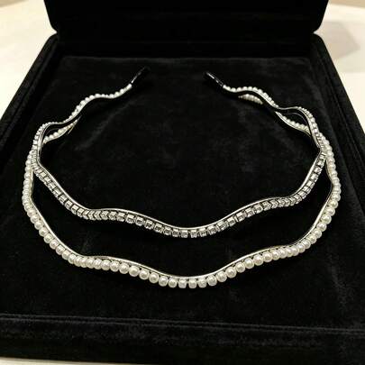 2 piezas de diademas decoradas con perlas, estilo vintage francés y de verano de alta gama, diseño único
