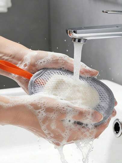 Double-Layer Mesh Bath Ball Set, Exfoliating Soap Bag, Double-Sided Foaming Mesh, Soft Double-Sided Foaming Sponge, Suitable For Bathing, Showering, Soaking, SPA, Travel, Polyester Bath Mesh, Suitable For Adults, No Power Required