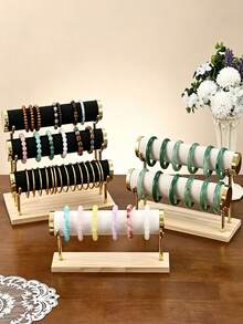 1pc Luxury Vintage Jewelry Display Stand - Wooden Jewelry Rack (Suitable For Bracelets, Watches, Necklaces And Other High-End Jewelry Display) - Suitable For Retail Display, Trade Exhibition And Personal Collection Storage, Bedroom Vanity Tabletop Decor Display Rack - Multicolor - View 2