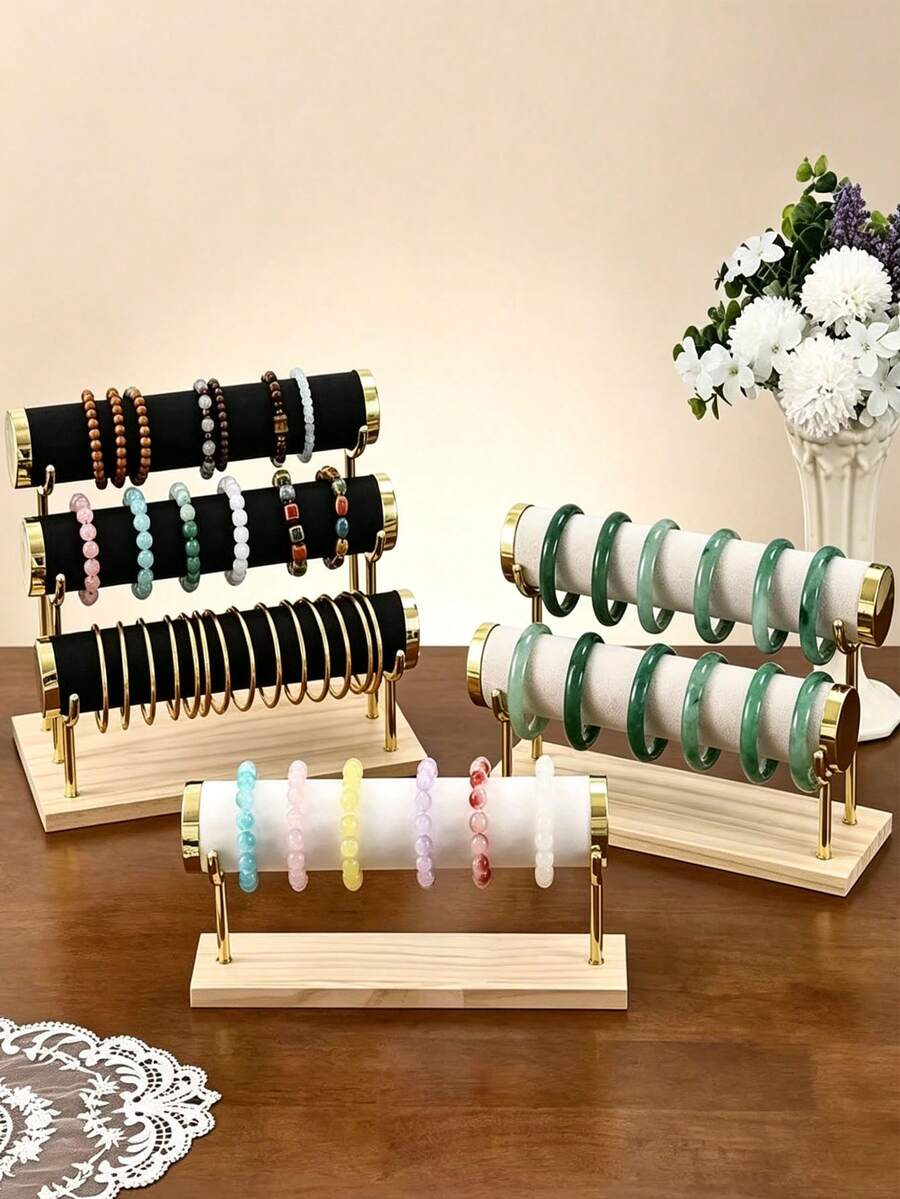 1pc Luxury Vintage Jewelry Display Stand - Wooden Jewelry Rack (Suitable For Bracelets, Watches, Necklaces And Other High-End Jewelry Display) - Suitable For Retail Display, Trade Exhibition And Personal Collection Storage, Bedroom Vanity Tabletop Decor Display Rack