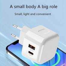Kepala Pengisi Daya Cepat USB-A+C 20W QC3.0+Type C, Kompatibel dengan iPhone 15/15 Pro Max/15 Pro/15 Plus/ Pro, untuk S23/ S22/ S21/ 7/8 Pro. - View 5