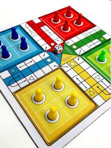 LUDO 經典骰子遊戲，適合 2-4 人旅行使用，互動式桌上遊戲，完美適合家庭聖誕節、萬聖節遊戲之夜 - 彩色 - 查看 1