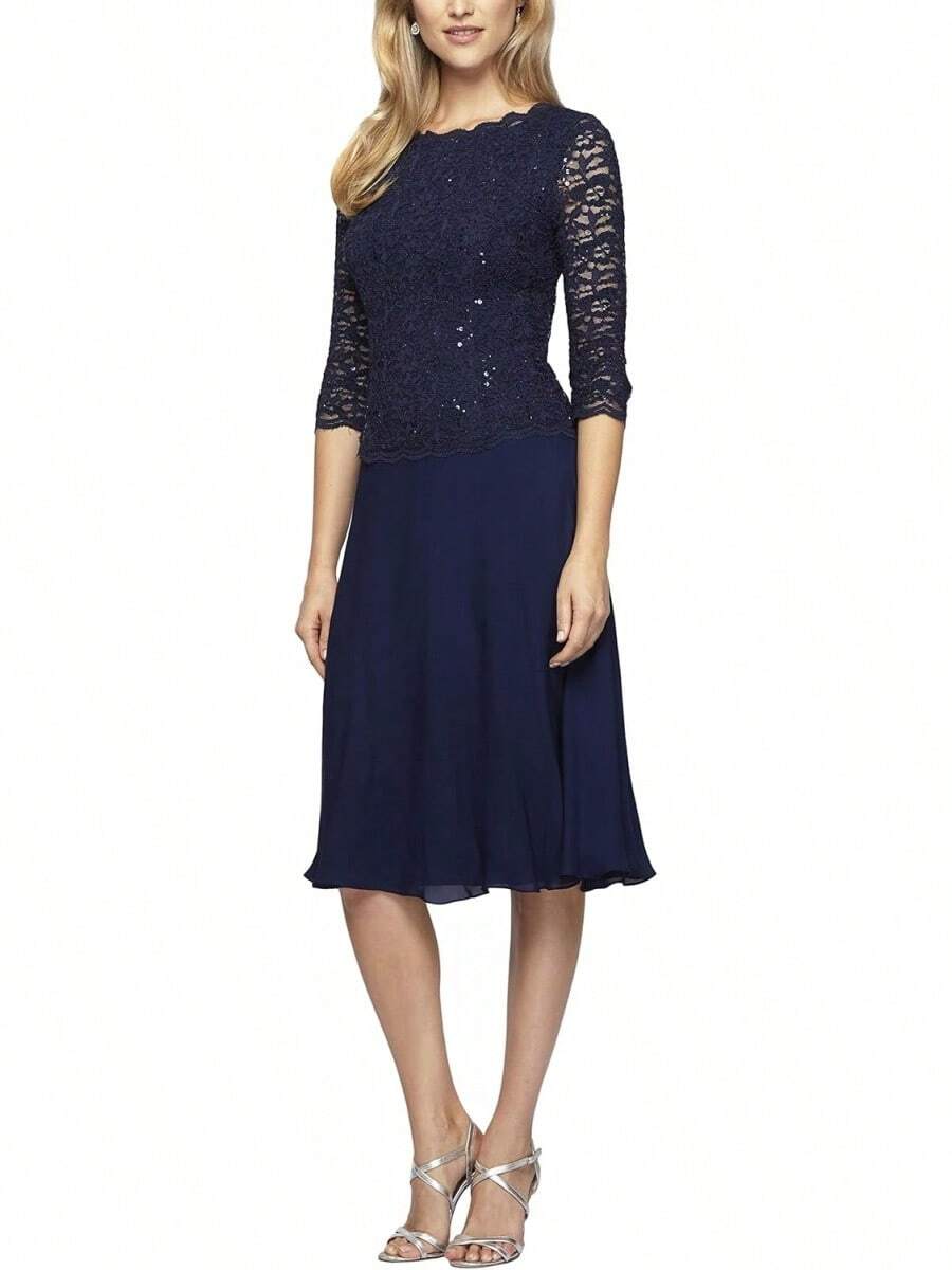 Alex Evenings Vestido de Encaje con Lentejuelas para Mujer (pequeño y Regular) - marino - Ver 1