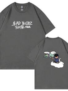 Camiseta de moda Harajuku Summer Singerjunior H Sad Boy para hombre y mujer, informal, versátil, de manga corta. - Negro - Ver 6