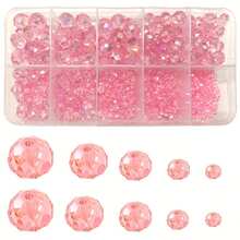 1 Caja de Juego de Cuentas de Cristal AB - Tamaños Surtidos 3/4/6/8/10mm, Cuentas Espaciadoras Facetadas para Hacer Joyas DIY, Pulseras & Colgantes - A - Ver 13