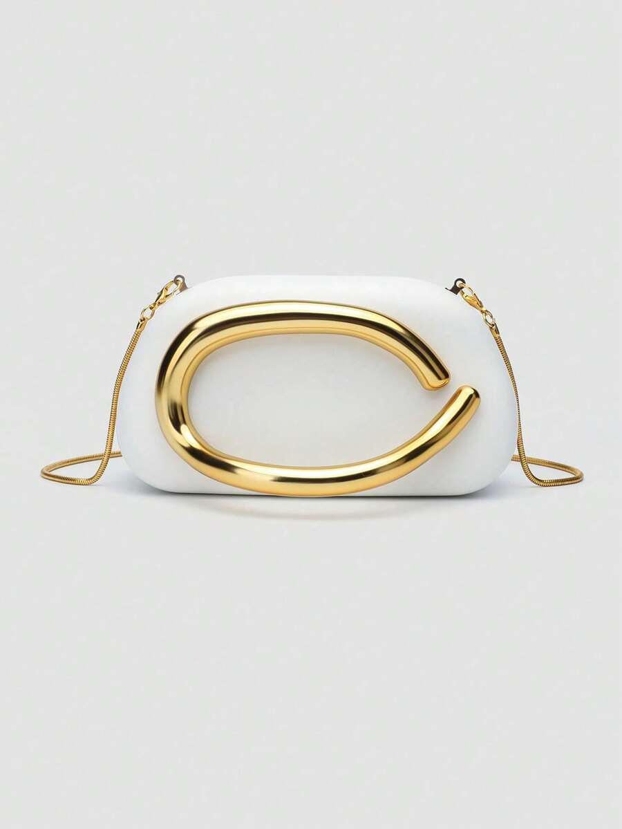1 Piece Acrylic Clutch Bag, For Valentine's Day, Comfortable And Fashionable, Elegant Handbag, Personalized Gift Option, 2025 Accessory, Fashion Style Suitable For - 白色 - 查看 1