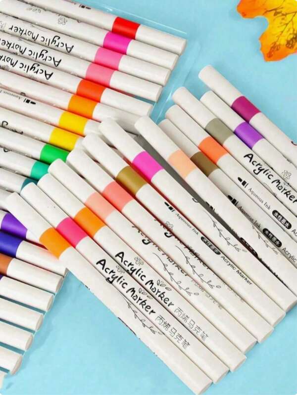 60 Colors Acrylic Paint Markers, Suitable For Painting And DIY Art Creation. Waterproof And Washable. Can Be Used On Fabric, Glass, Ceramic And Plastic. Art Supplies, Suitable For DIY Art Creation, Sketching And Office Use.