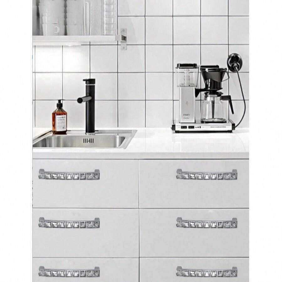 6 pièces/1 pièce Poignée de tirage en métal cristal, poignée de porte de meuble carrée transparente avec strass à double trou dorée brillante à la mode, convient pour armoire à vin, meuble, tiroir ; style à trou unique, espacement des trous 16, 32, 64, 96, 128 mm - A - Voir 1