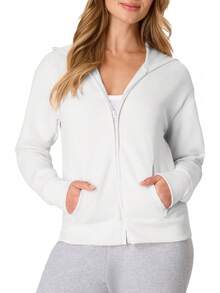 Hanes Sudadera con Capucha y Cierre Completa Ecosmart Chamarra de Calentamiento o Pista para Mujer - Ébano - Ver 1