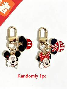 1/2pcs Disney New Cute Heart-Shaped Mickey Minnie Mouse Couple Keychain, Unisex Exquisite Metal Bag Charm Key Chain - Multiple Styles - View 14